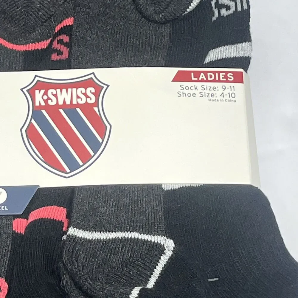 K Swiss Women's Ankle‎ Socks 6 Pack Shoe Size 4-10 Black Flow Cool $28 Flow Cool